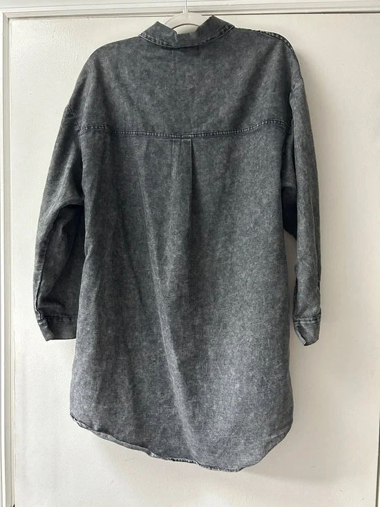 Final Touch Washed Gray Button-Down Shirt - Picture 3 of 3